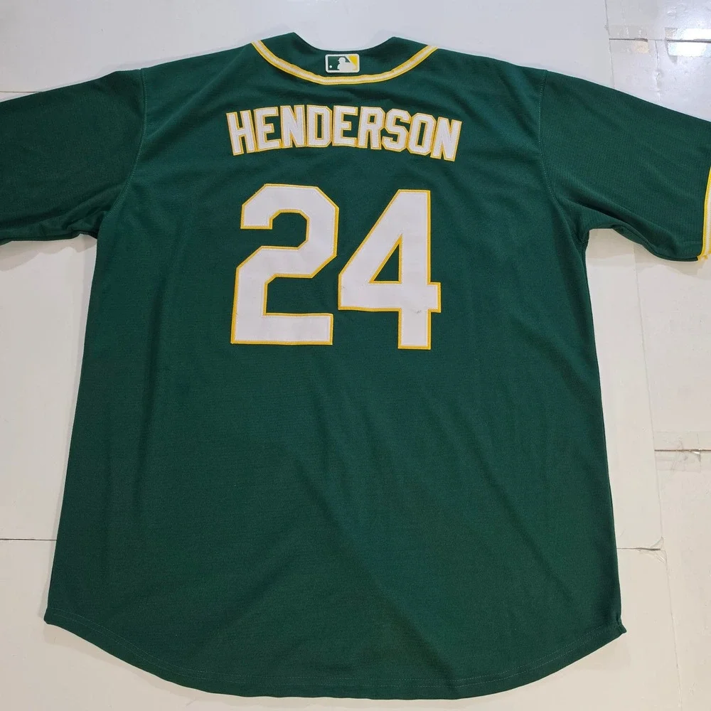 Nike Oakland Athletics Rickey Henderson 24 MLB Jersey Green XXL A's Green